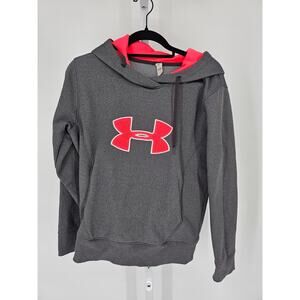 Under Armour Cold Gear Womens Sz S Pullover Hoodie Gray w/ Pink Trim